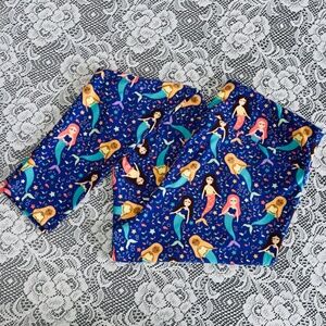 LuLaRoe MERMAID Leggings Purple Aqua Tall & Curvy HTF